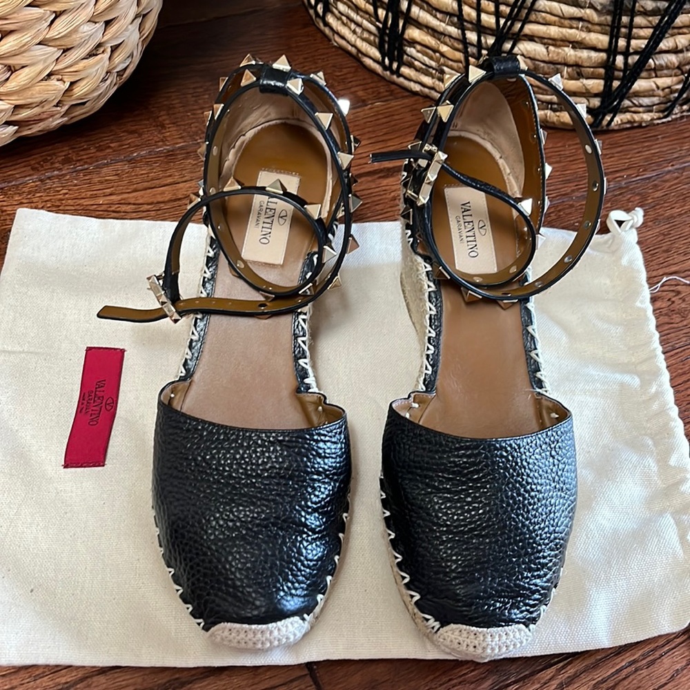 Valentino Black Espadrille Sandals